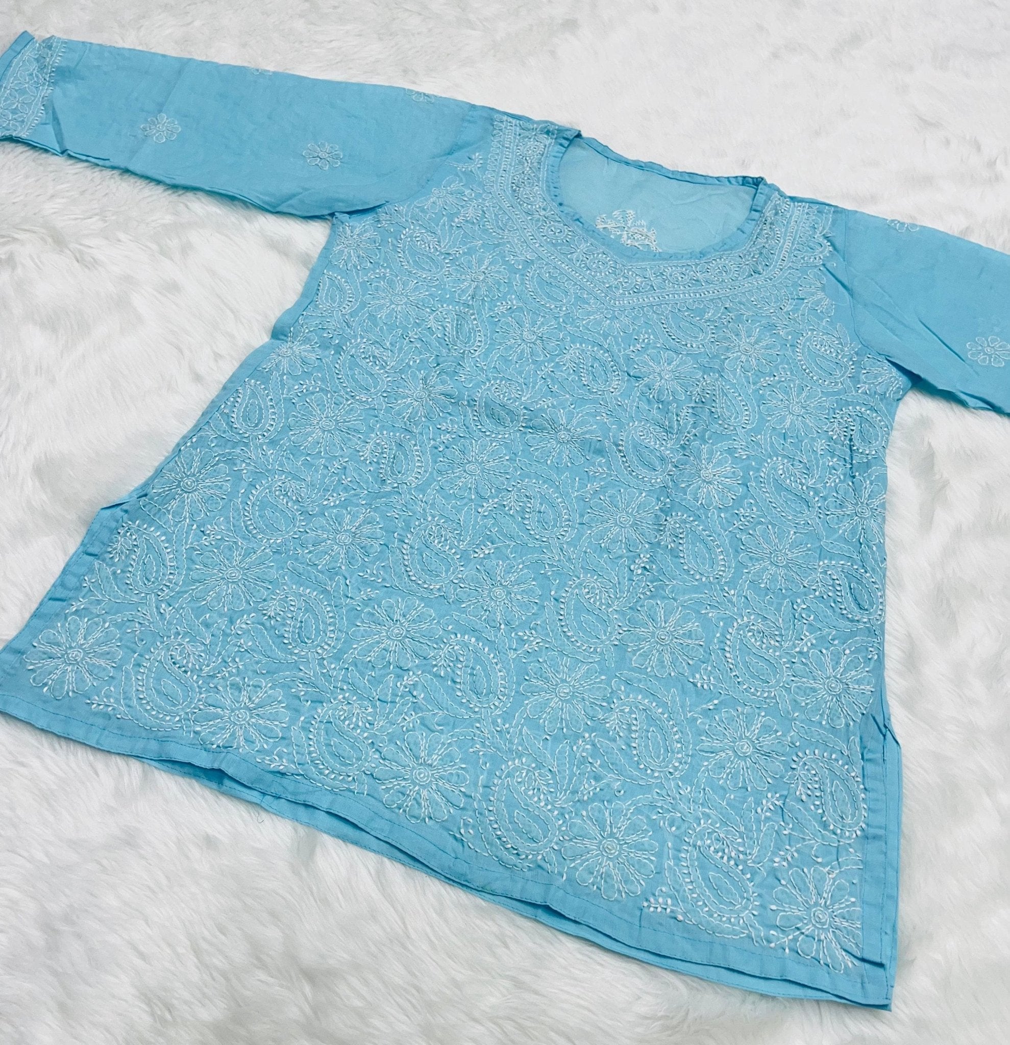 TriVoil College & Office Wear Short Top - chikankariofficial