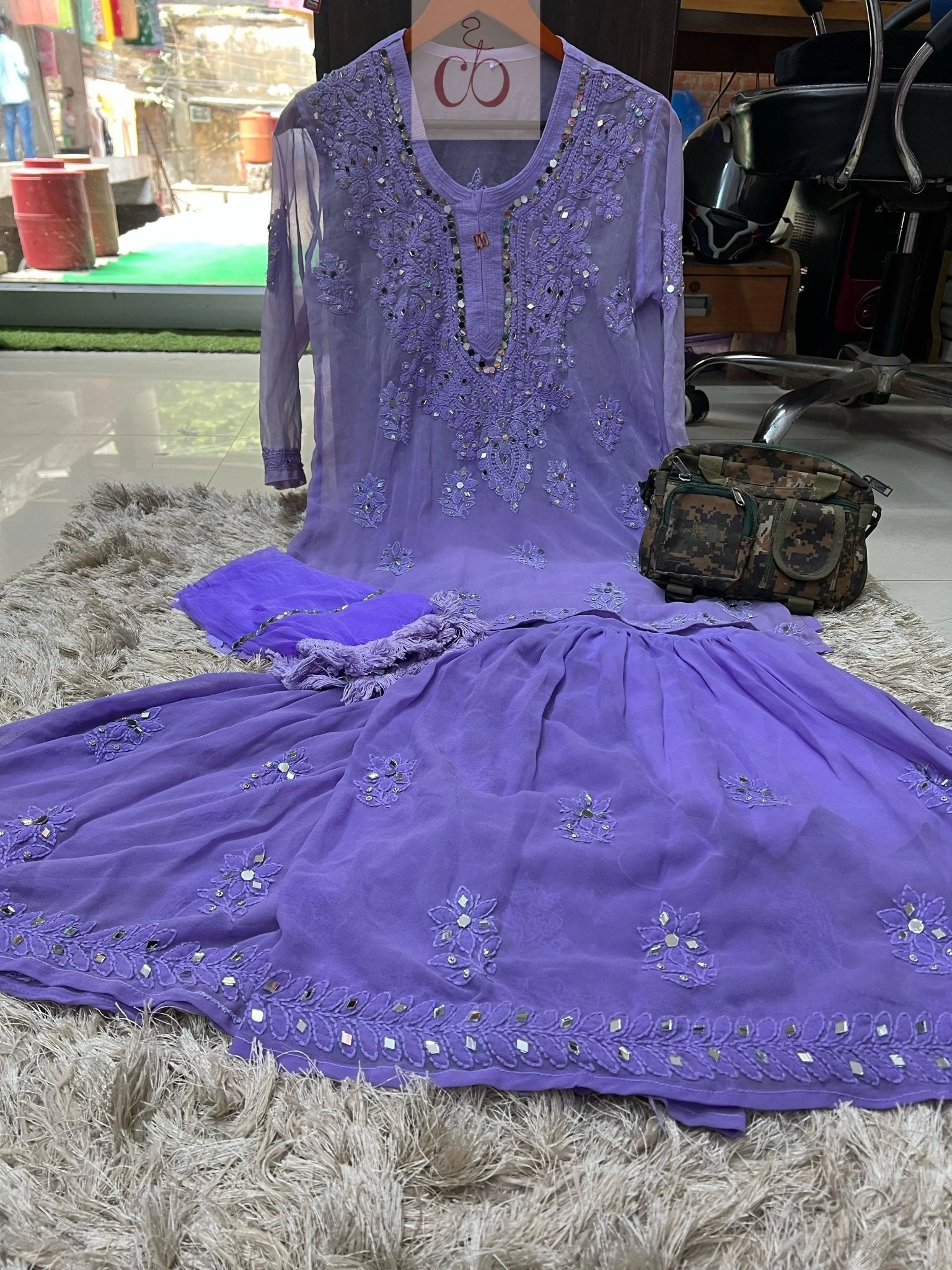 Viral ( Short Mirror Gharara 4pc Set ) Rishita Special - chikankariofficial