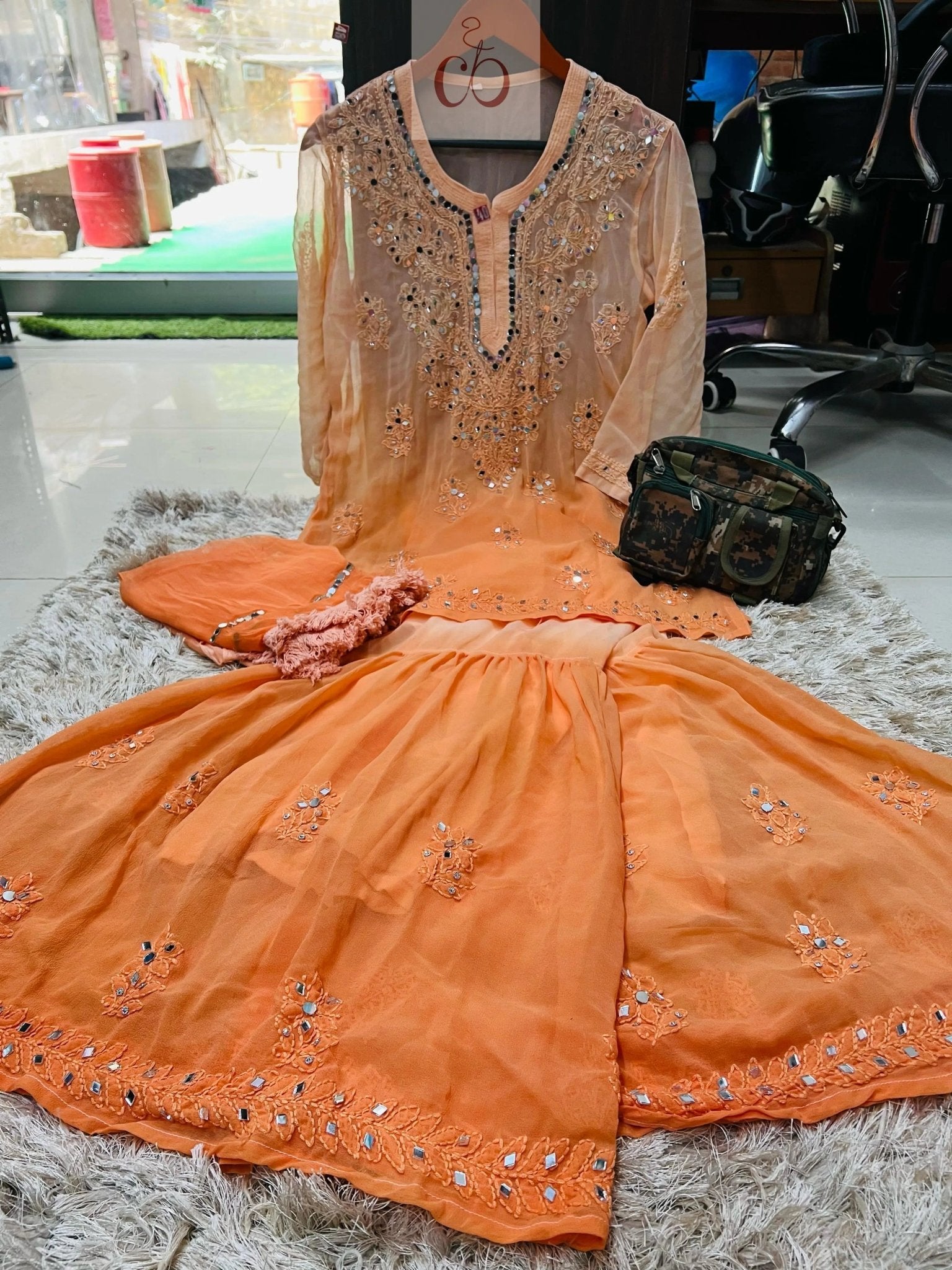 Viral ( Short Mirror Gharara 4pc Set ) Rishita Special - chikankariofficial