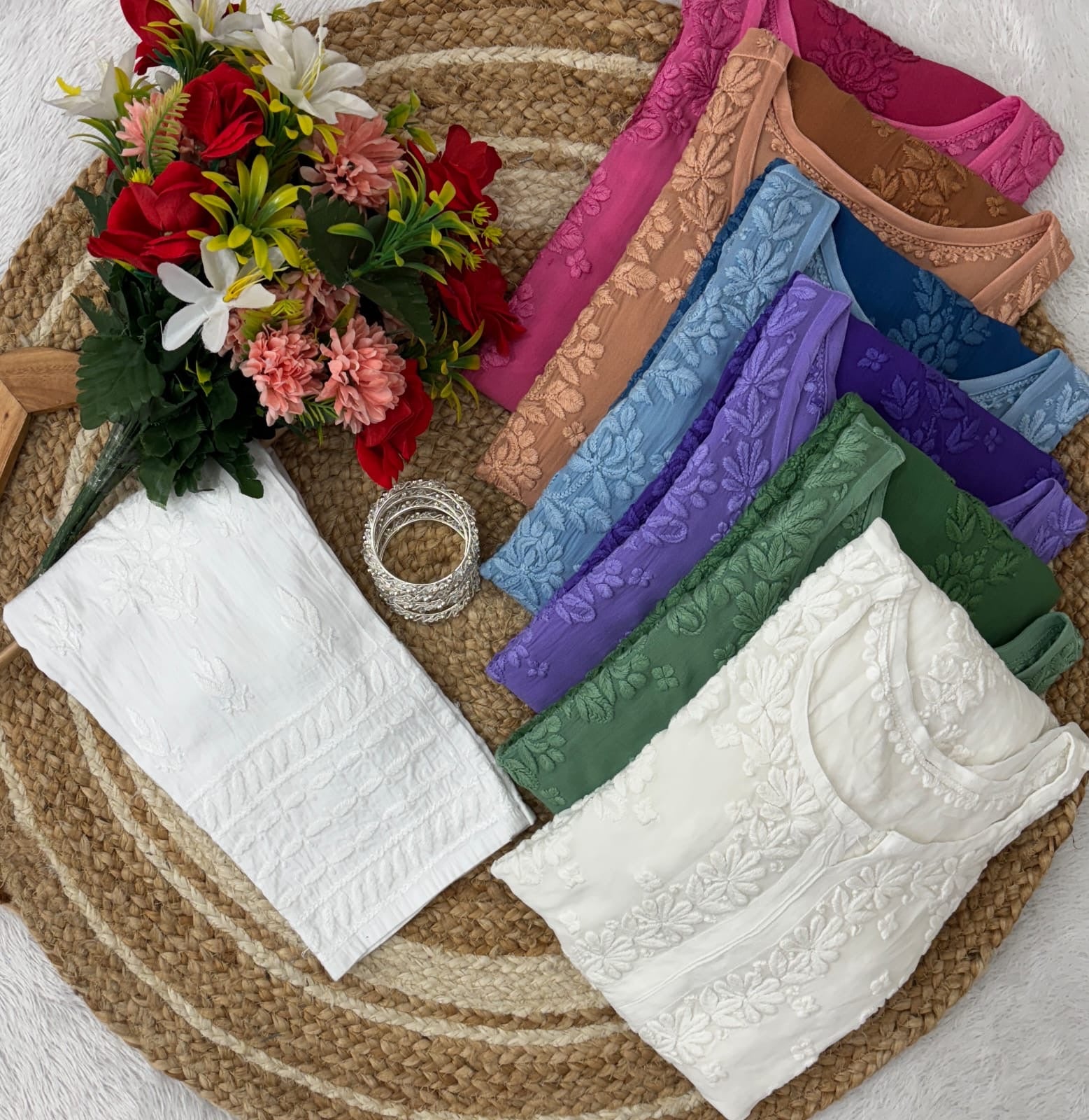 Viscose Chikan 70Gram Anchor Thread worked - chikankariofficial