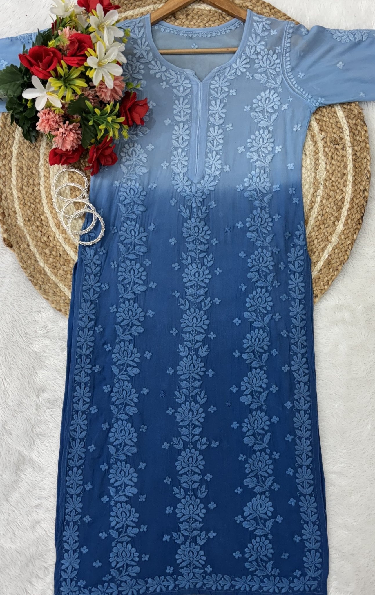 Viscose Chikan 70Gram Anchor Thread worked - chikankariofficial