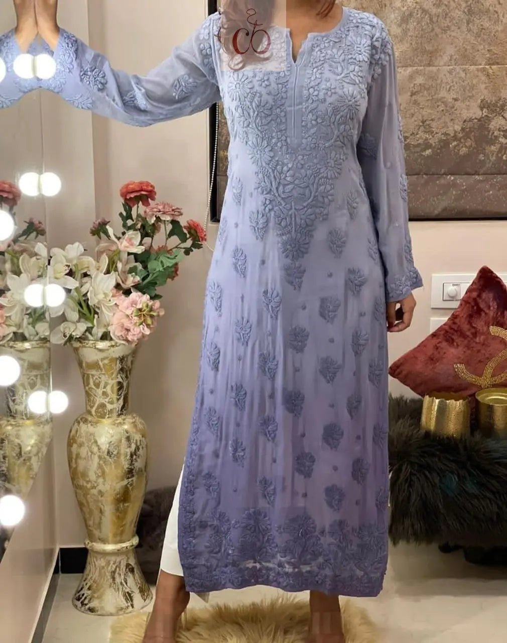 Viscose Finest Quality Worked kurtas.. - chikankariofficial