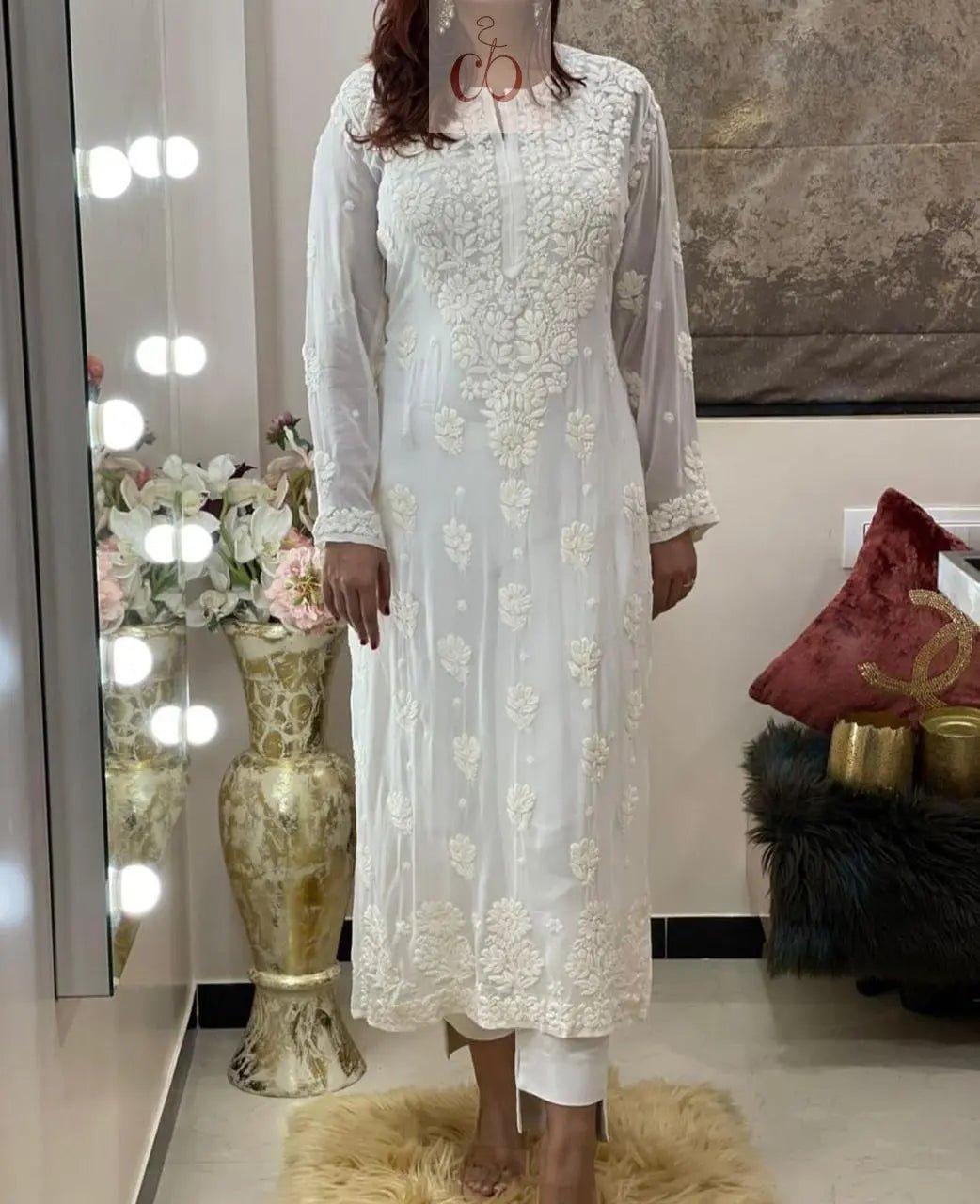 Viscose Finest Quality Worked kurtas.. - chikankariofficial