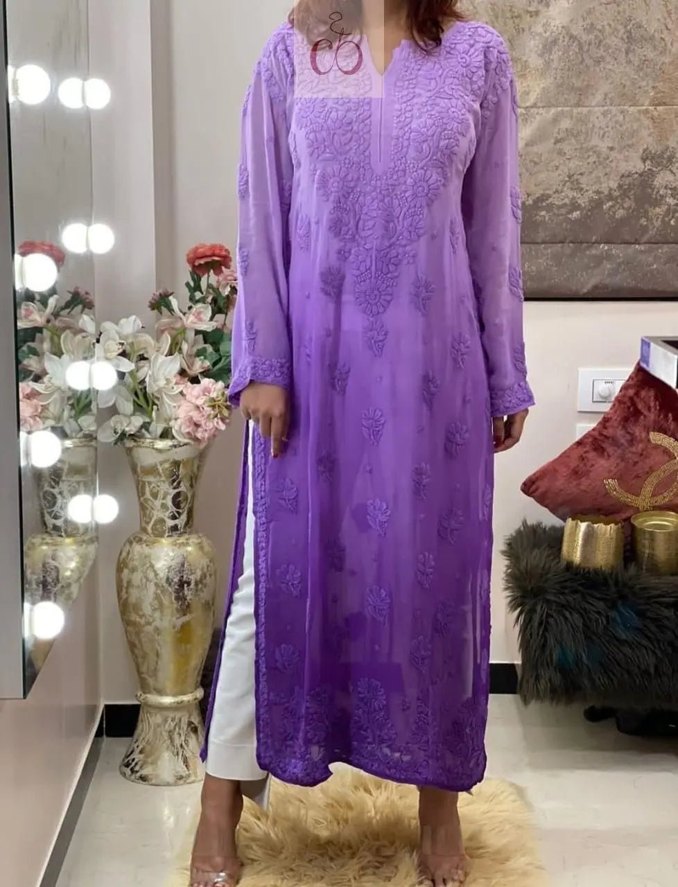 Viscose Finest Quality Worked kurtas.. - chikankariofficial