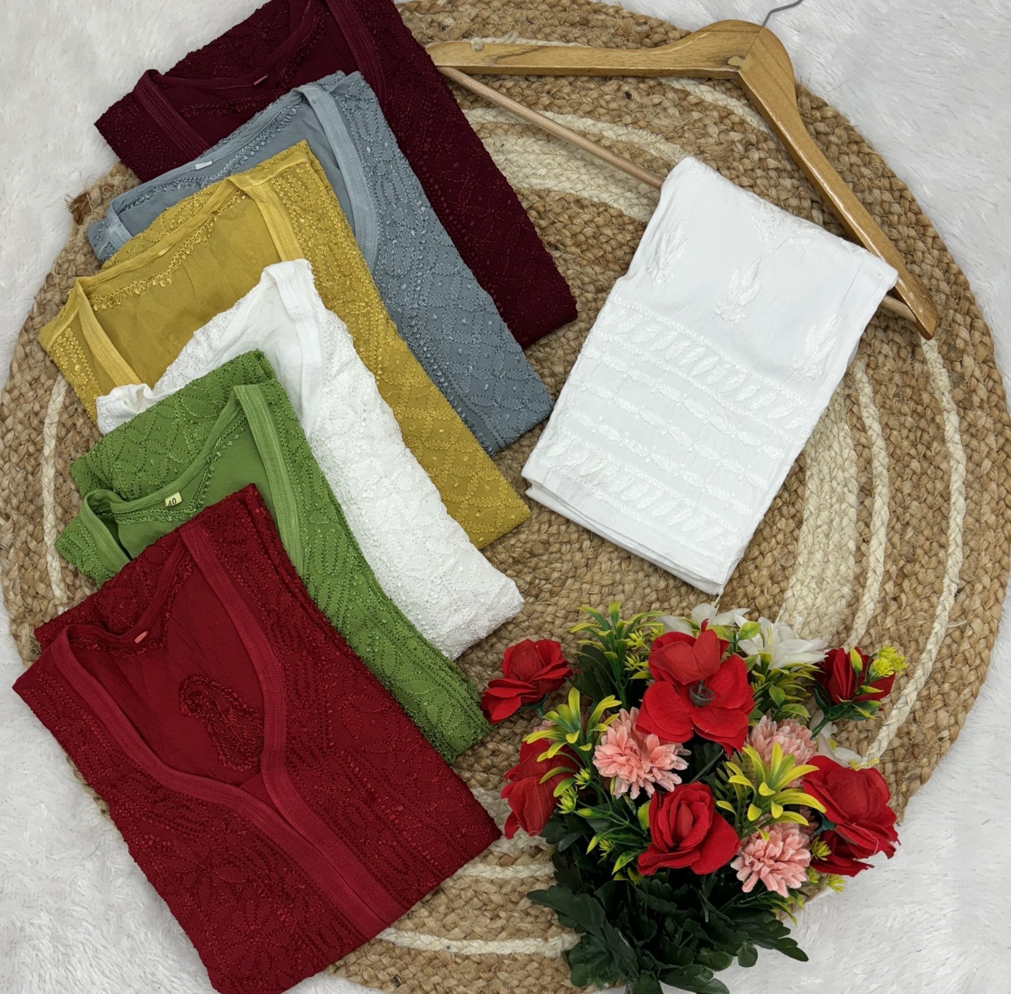 Viscose In Resham Thread kurti - chikankariofficial