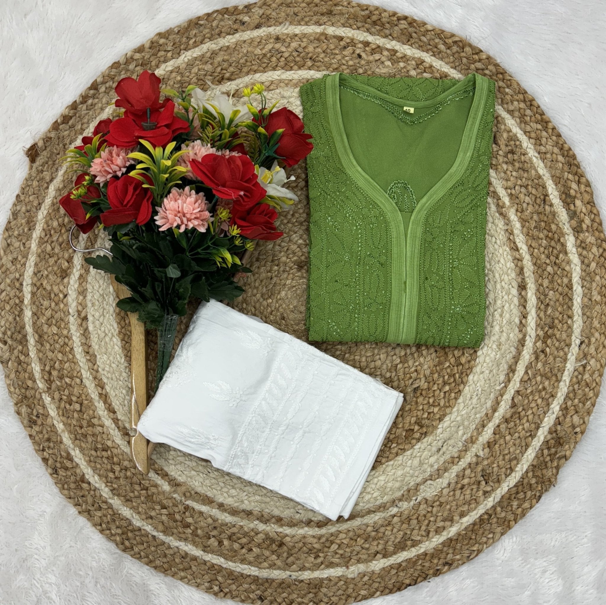 Viscose In Resham Thread kurti - chikankariofficial