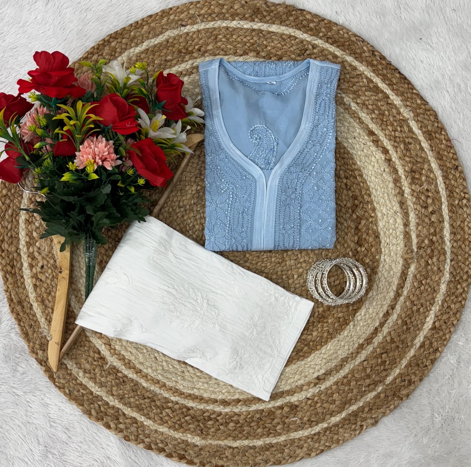 Viscose With Resham work - chikankariofficial