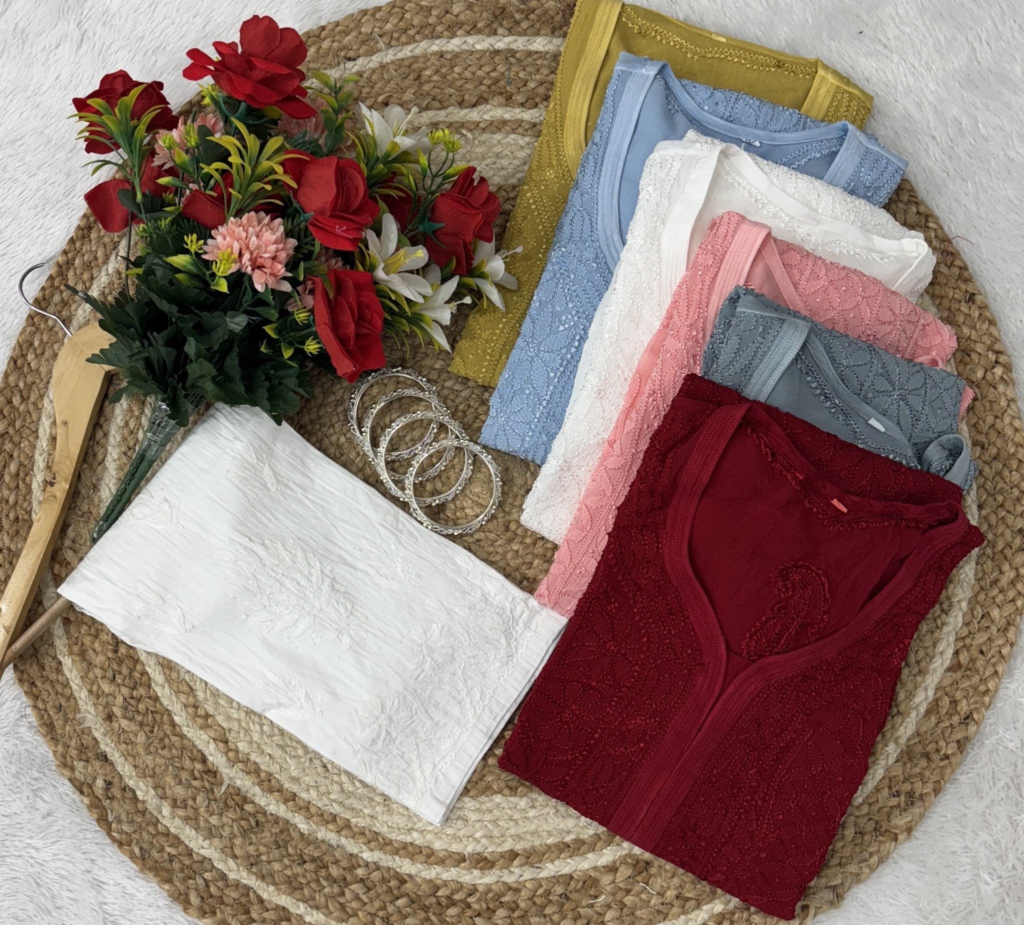 Viscose With Resham work - chikankariofficial