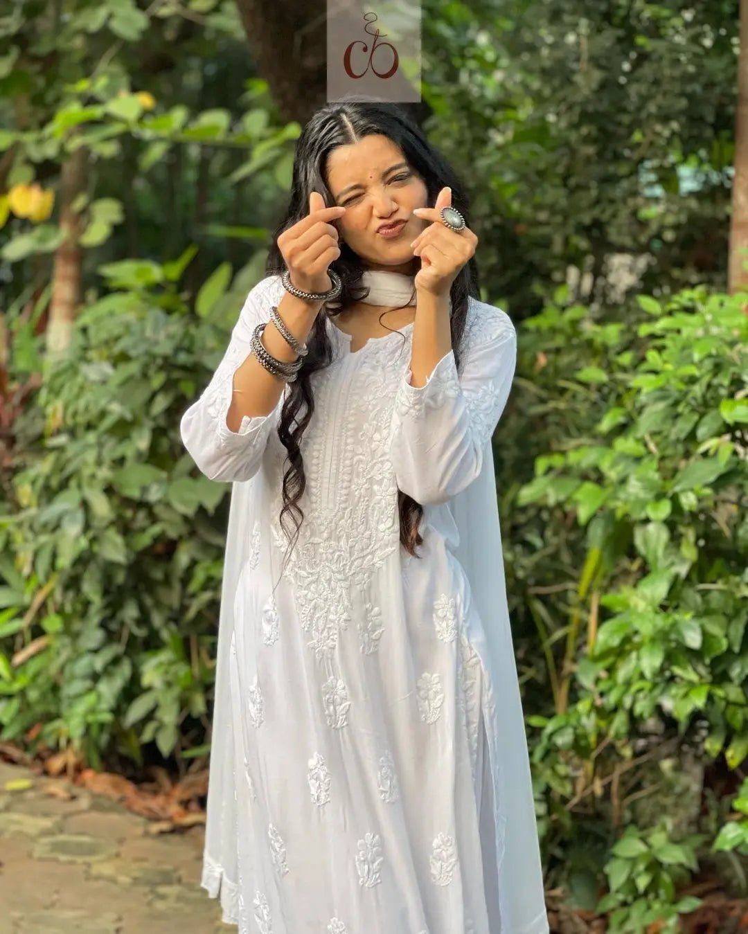 White Modal Cotton Chikankari 3pc Set - chikankariofficial