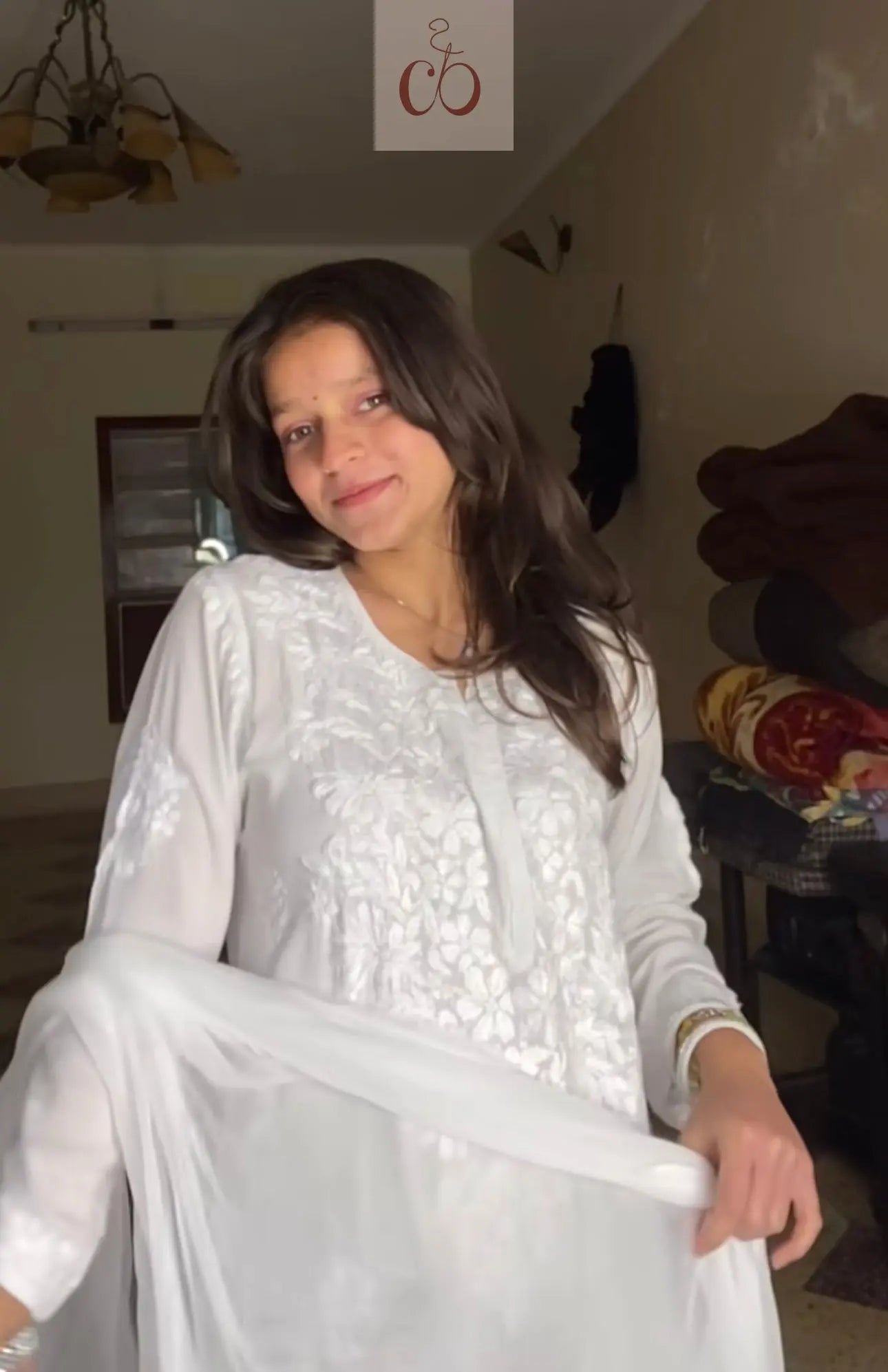 White Modal Cotton Chikankari 3pc Set - chikankariofficial