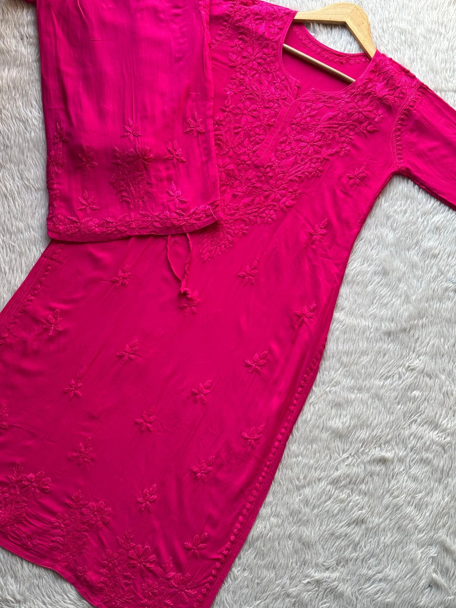 White Modal Cotton Chikankari 3pc Set - chikankariofficial