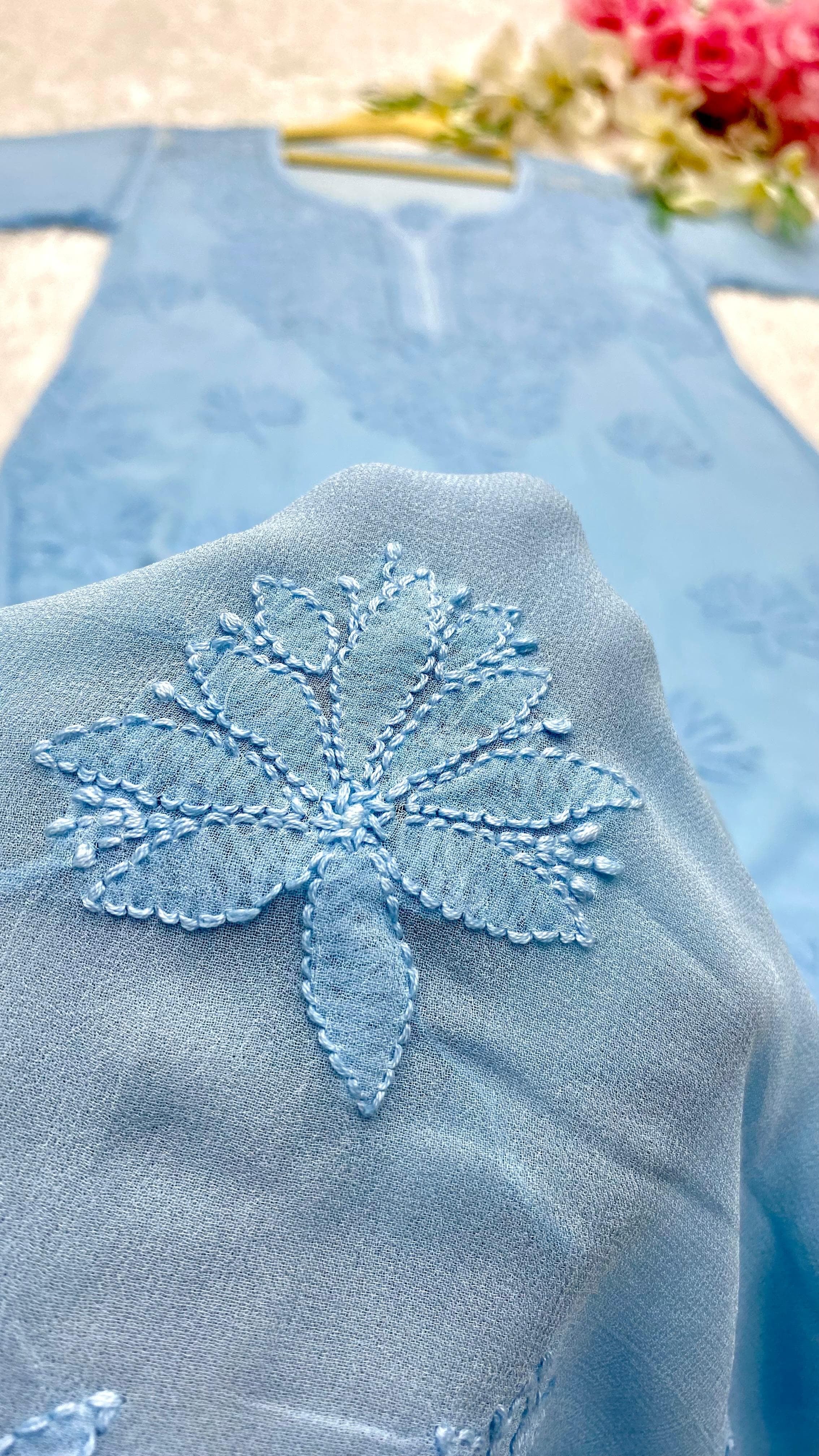 Viscose Handmade Embroidered chikankari