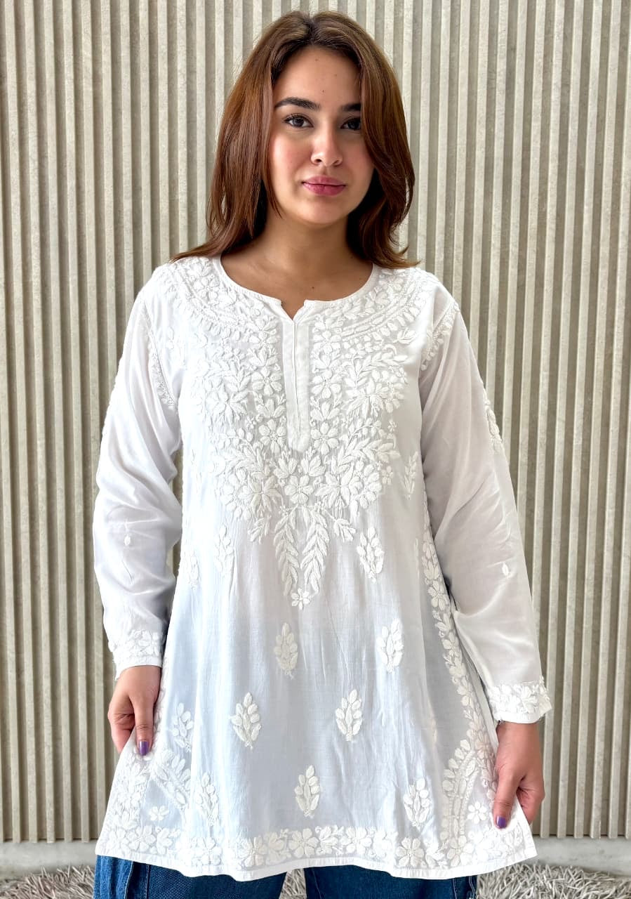 Soft & Breezy Modal short Top whiee tee