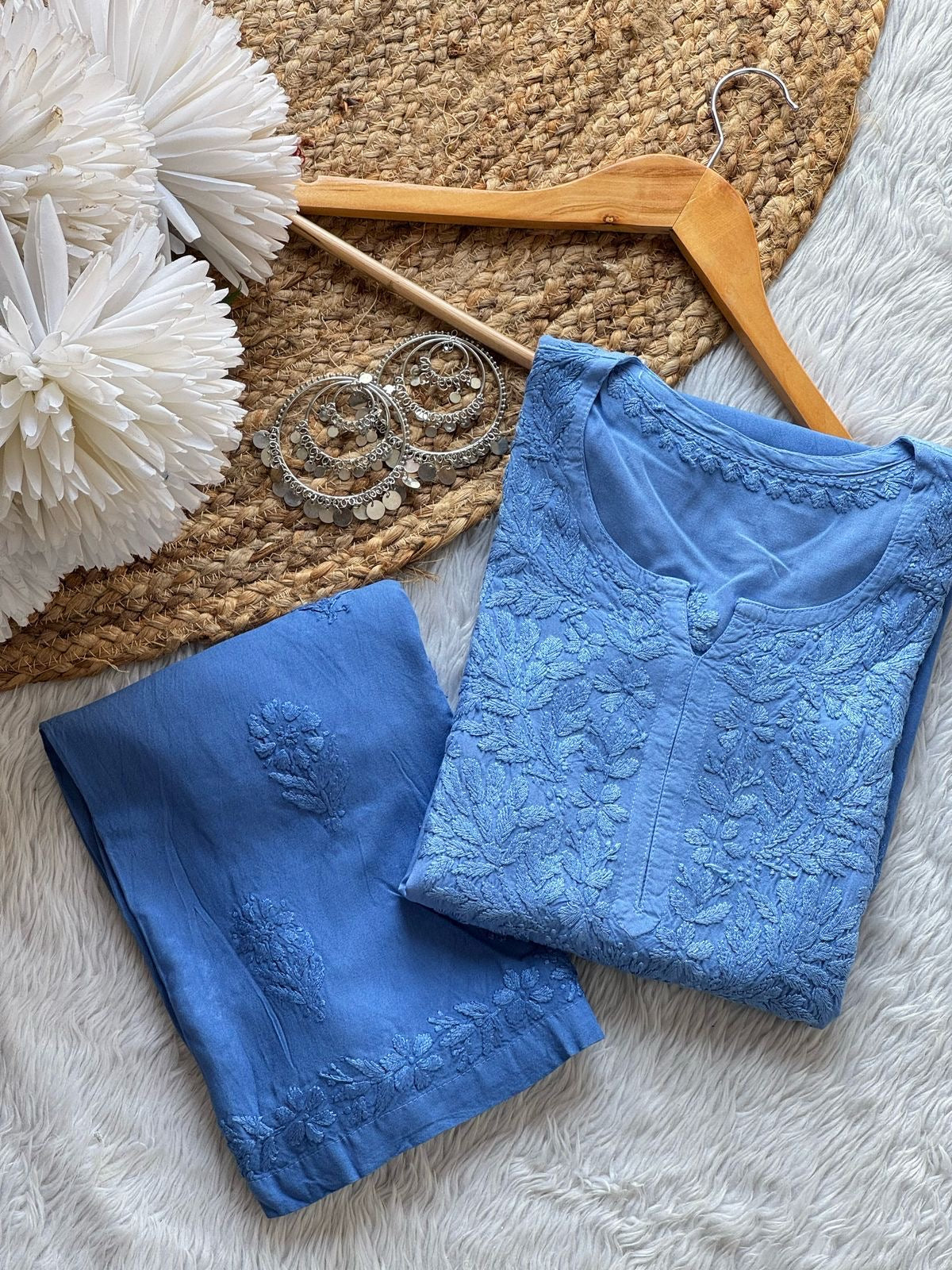 Rangrez Handcraft Embroidered Pastel’s Shades Kurti + Plazzo