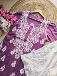 Modal Pure Cotton 3d Work Chikan Kurta