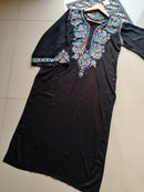 Black Multi Colored Thread Kurta