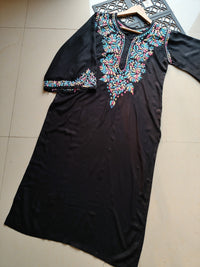 Black Multi Colored Thread Kurta