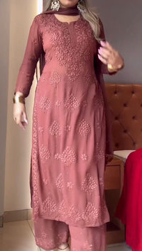 Zara Luxury Chikankari Georgette Suit Hand Embroidered Muqaish Work 3pc Set