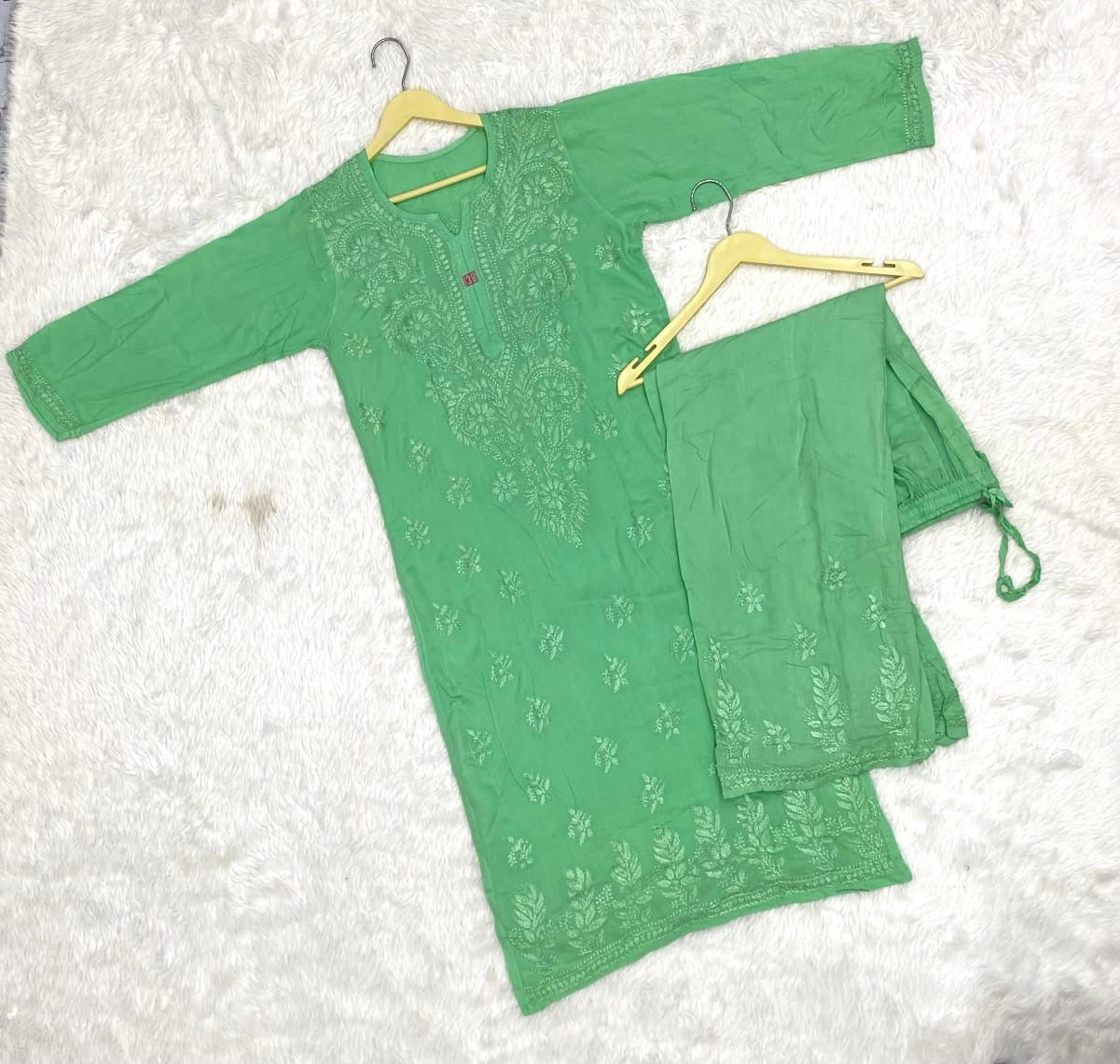 Kurti & Plazzo Modal Chikankari Set