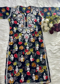 lightweight breathable mul printed long Kurtis
