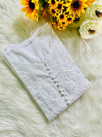 Saiyara Inspired White chikankari Dobby cotton Kurta