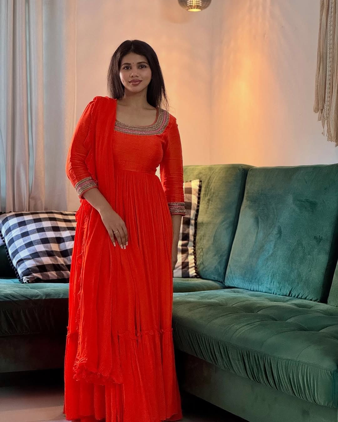 Chinon Gown With beautiful frill embroidery