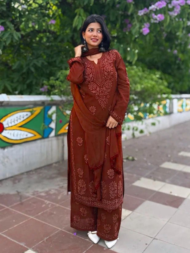 Zara Georgette Heavy Embroidery 3d Suit Set