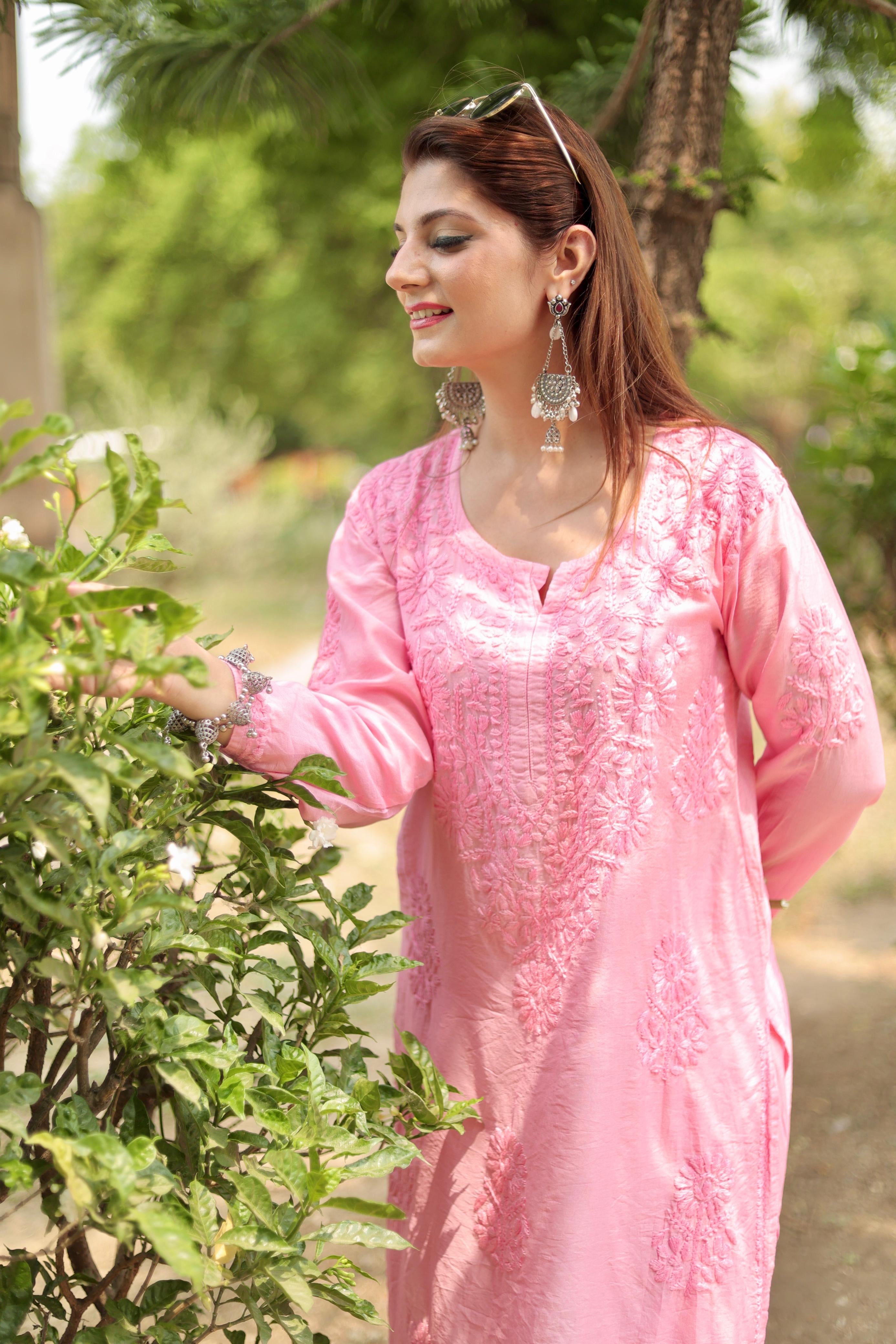 Soft, breathable & comfy — Chanderi Soft Fabric Kurti paired with stylish Afghani Salwar!