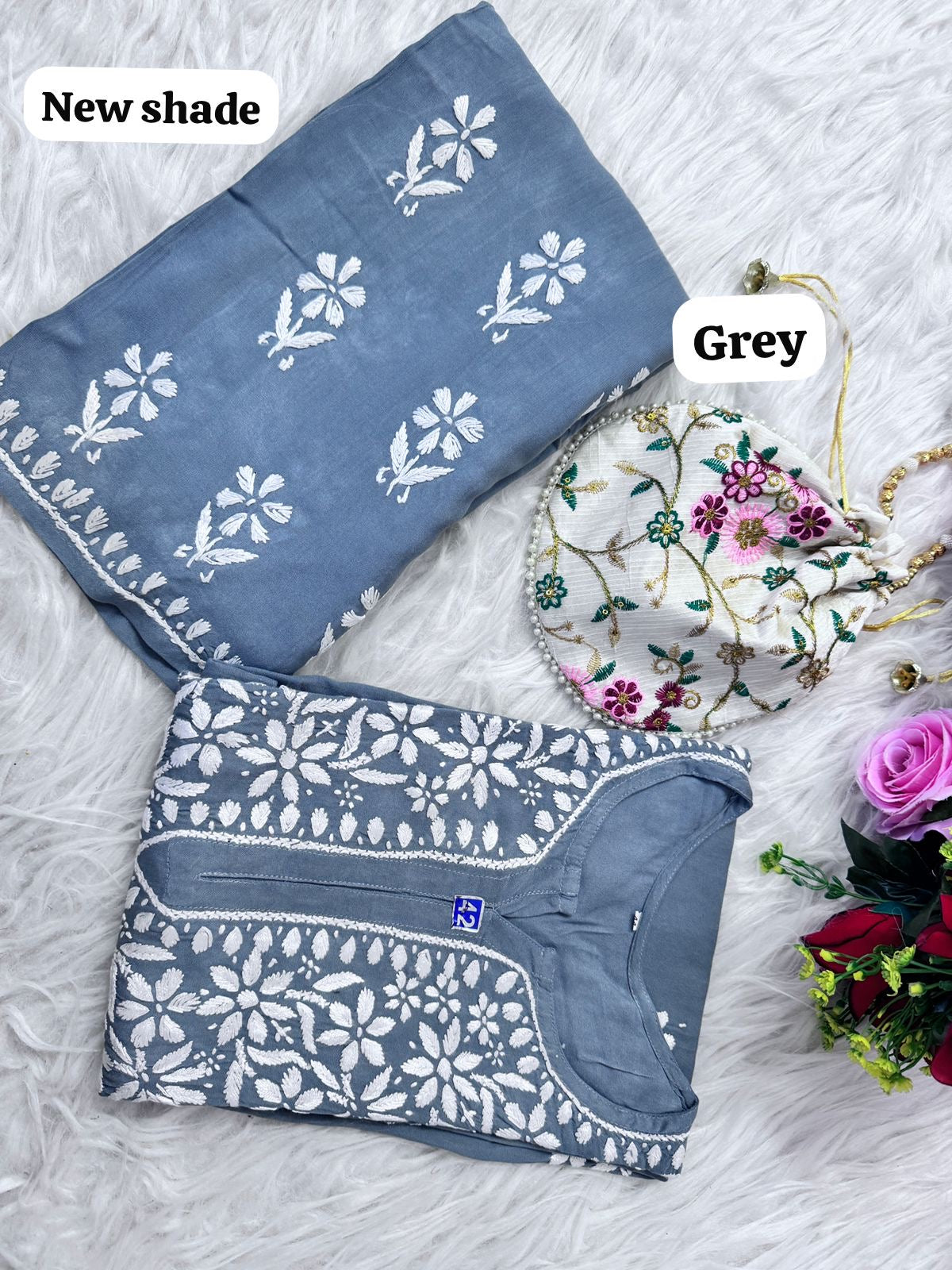 Heavy Handwork Kurti Combo with potli