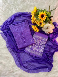 Zoya 3pc Dobby Cotton Muqaish Viral Set