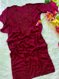 Zoya Muslin Muqaish Kurti  Ghaspatti with Bakhiya work