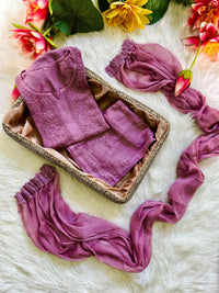 Zoya Rangrez Comfy 3pc Chikankari hand embroidered Set : Saba Ibrahim Inspired