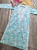 Lightweight Floral Print Summet Mulmul Kurta
