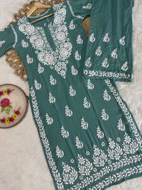 Modal Cotton Plazzo combo Fine rich Embroidery