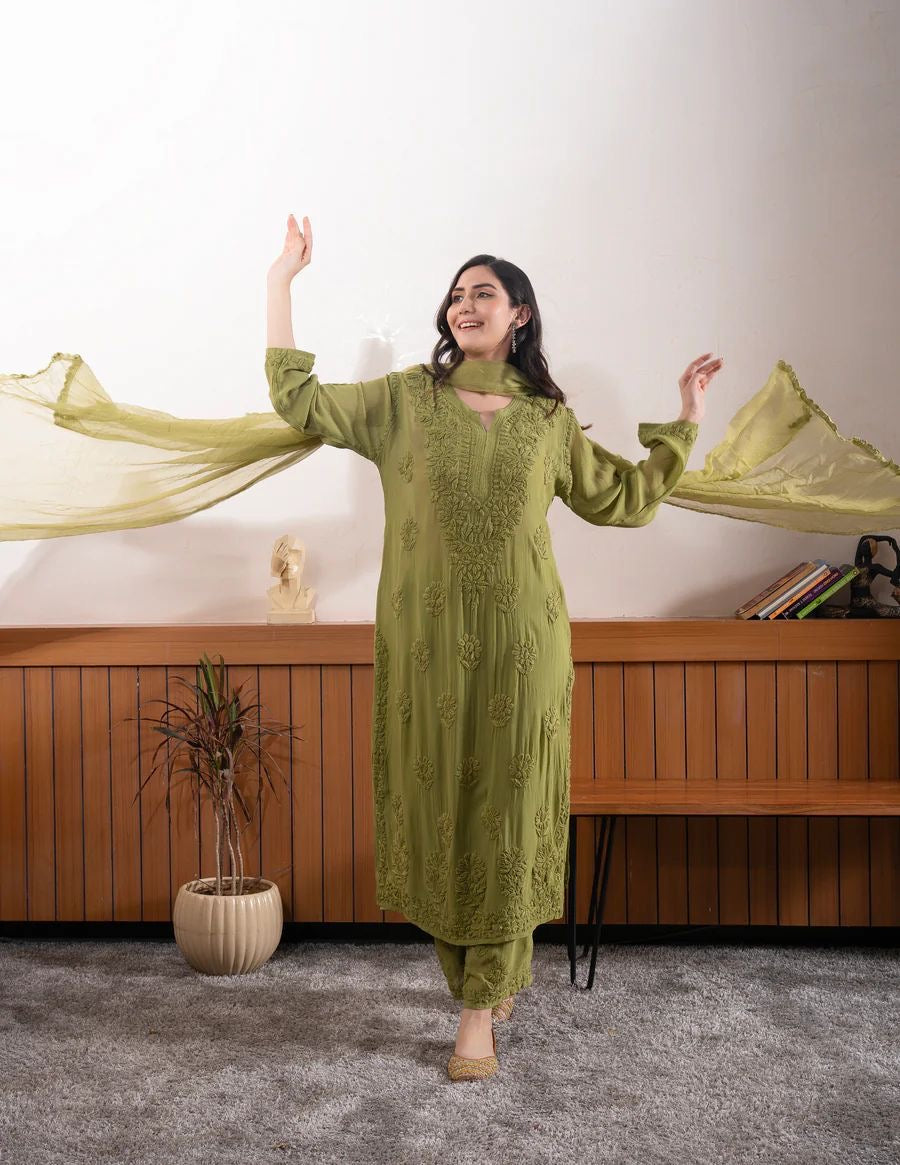 Zara Georgette Heavy Embroidery 3d Suit Set