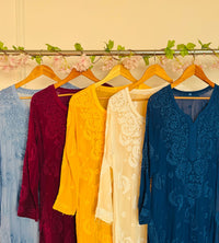 3d Luxe Viscose Flower Jaal Kurta