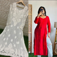Heavy Viscose Front and Back side Worked Kurta