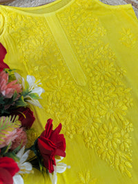 Ghass patti Hand Work sleevless Rayon long top