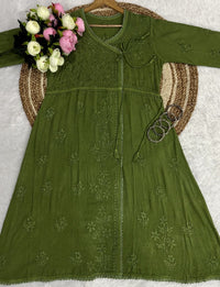 Ghas patti Hand rayon work dot Dori Angrakha