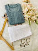 Organza Tone To tone Kurta with Inner & Pant