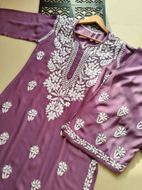 Rayon Flowers Embroidery Kurta and Plazzo