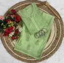 Lucknowi Chikankari Chanderi Rose Design Kurti & Plazo Set