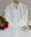 Rayon Chikankari White Ghasspatti Combo