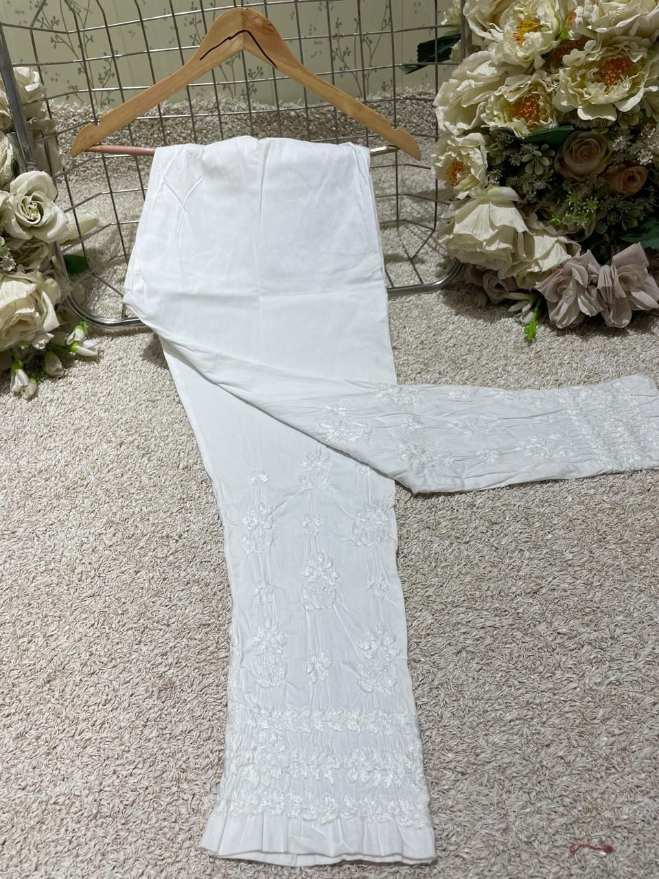 Upto 50 waist Hand embroidery Free Size Pant