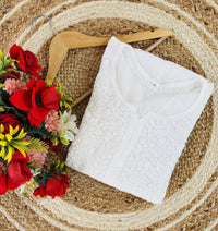 Lucknowi Chikankari Polister Thread Beautiful Ghas Patti Hand Modal Kurti