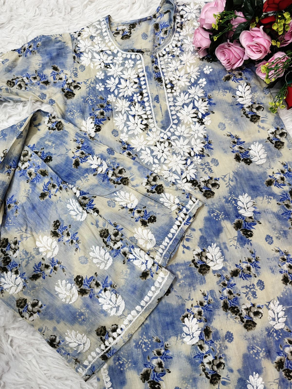 Rich Work Pure Mul cotton Kurti And handwork plazzo