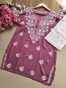 Summer Essential Daily / College / Office Wear Chikan Short Tops