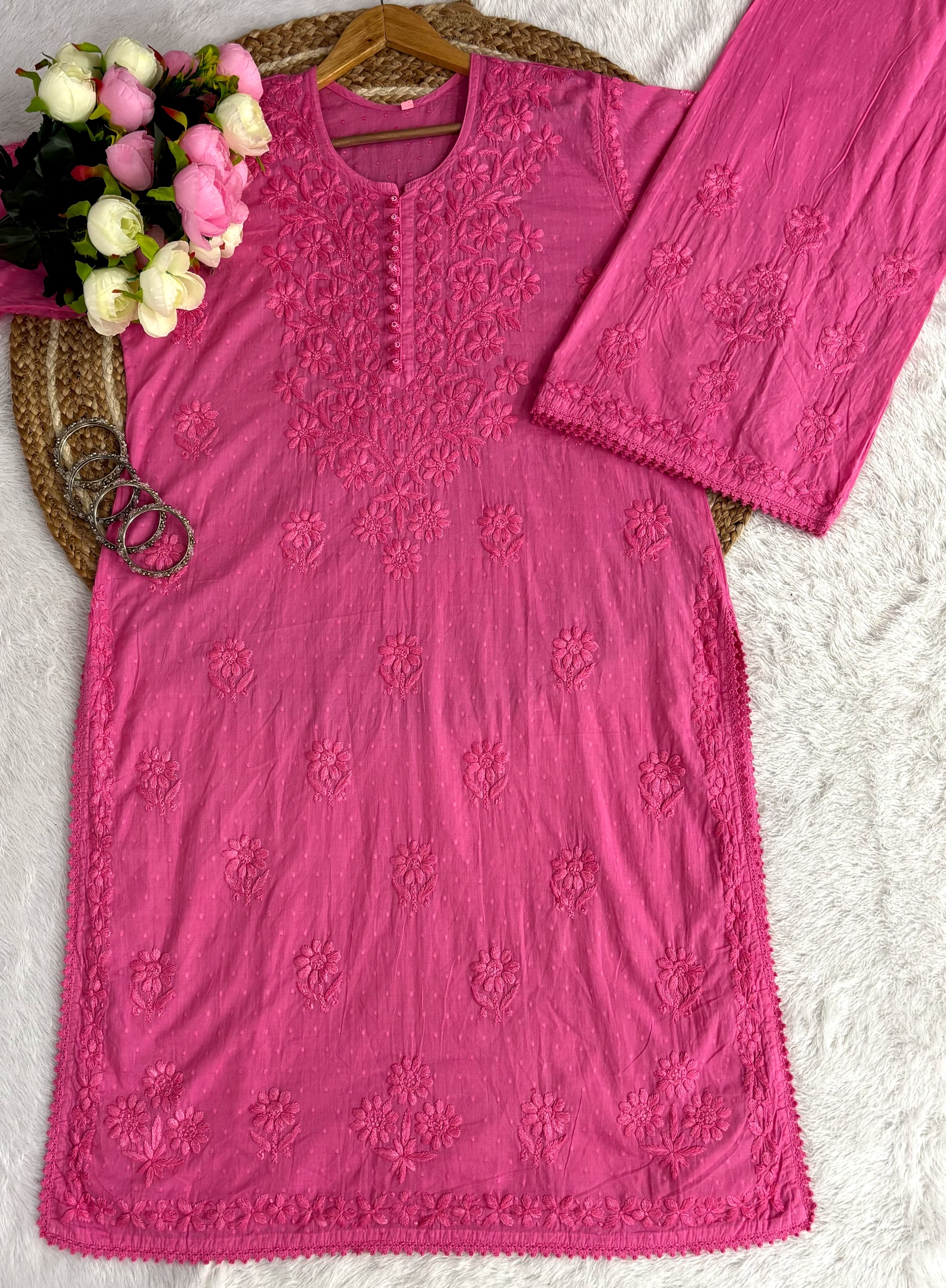 Lace Design Ghaspatti 3d worked chikankari