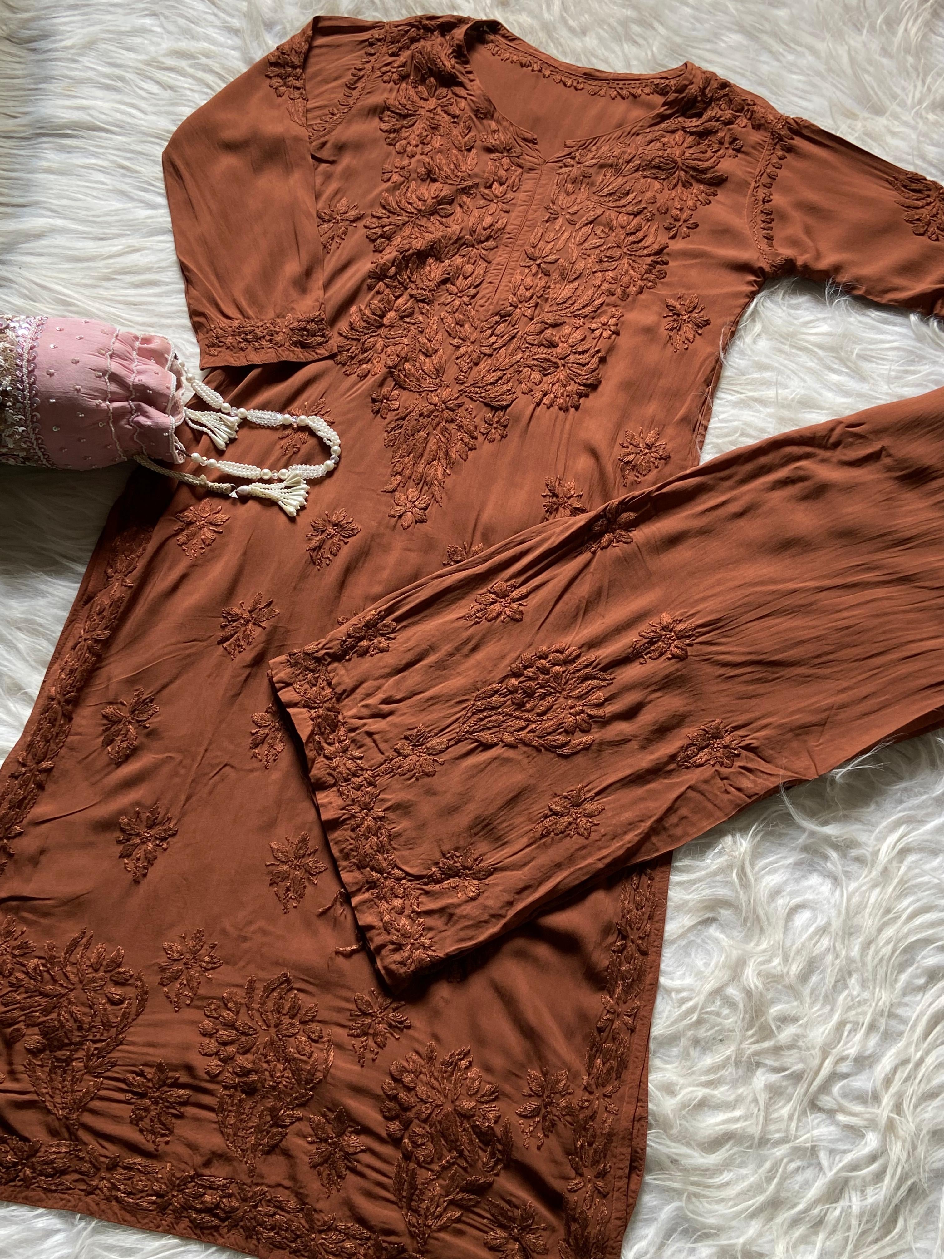 Heavy Work Soft Dyeable modal Plazzo set