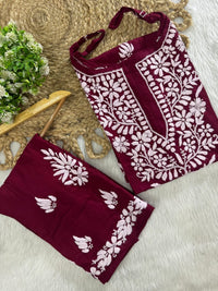 Sleeveless Rayon Kurti with Embroidery